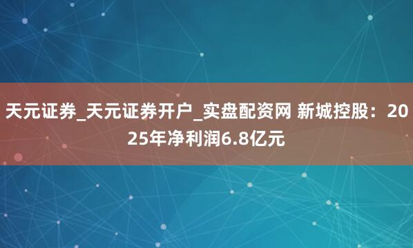 天元证券_天元证券开户_实盘配资网 新城控股：2025年净利润6.8亿元
